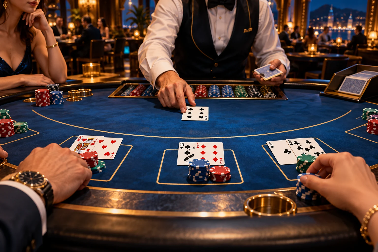Blackjack e decisões da mão — ilustração editorial independente KK999