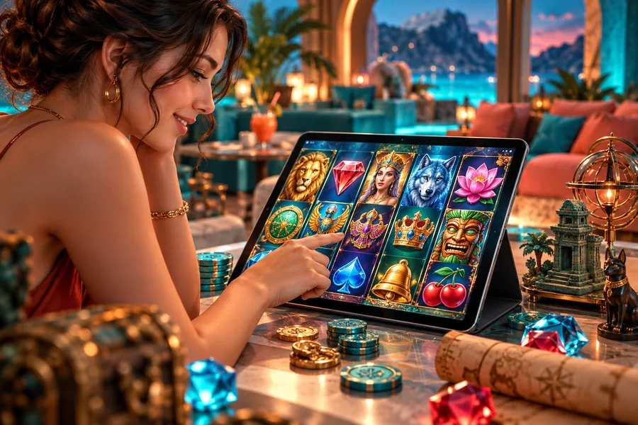 Slots online — ilustração editorial independente KK999