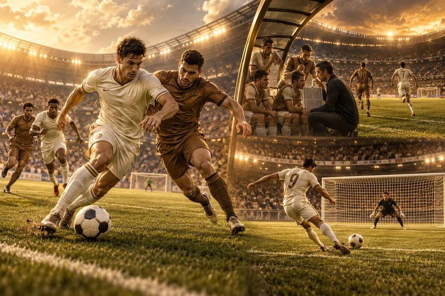 Tempo regulamentar no futebol — ilustração editorial independente KK999