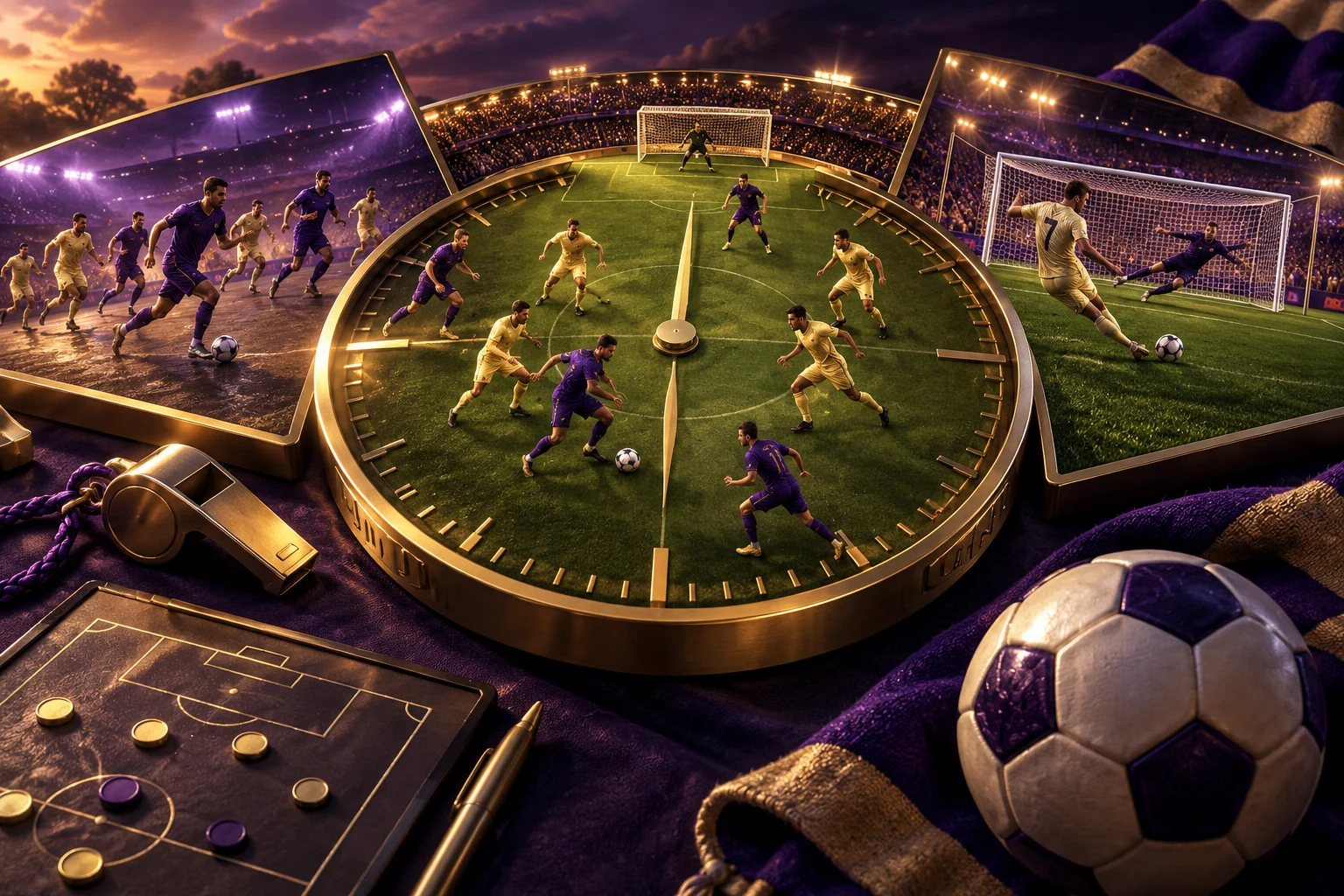 Tempo regulamentar no futebol — ilustração editorial independente KK999
