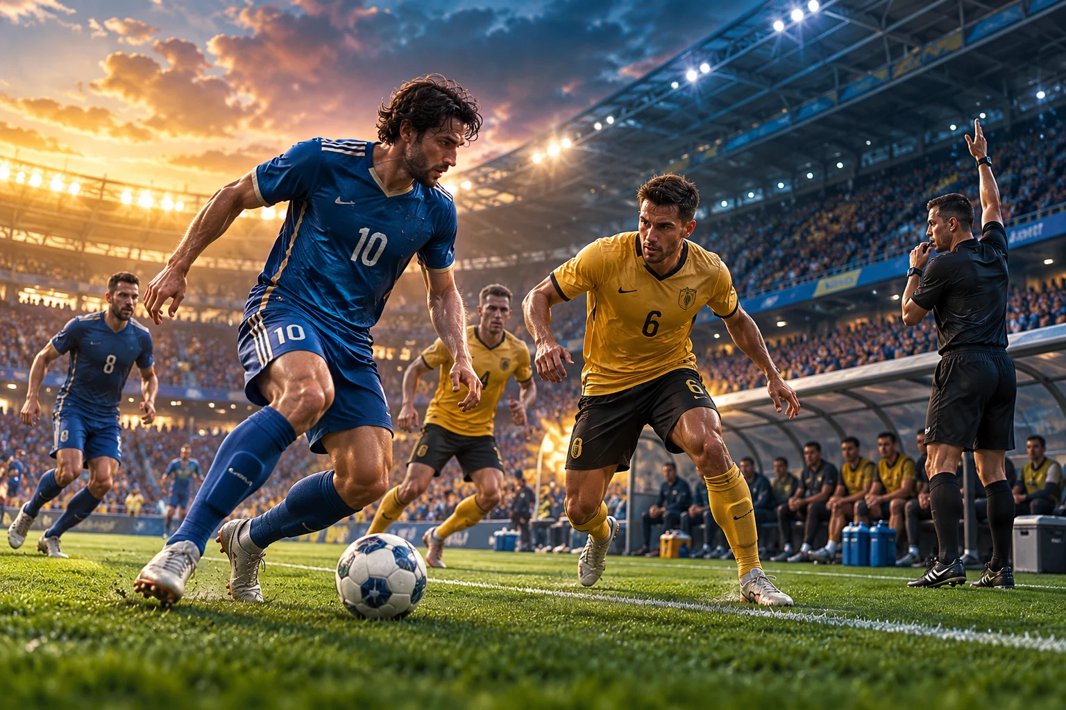 Tempo regulamentar no futebol — ilustração editorial independente KK999