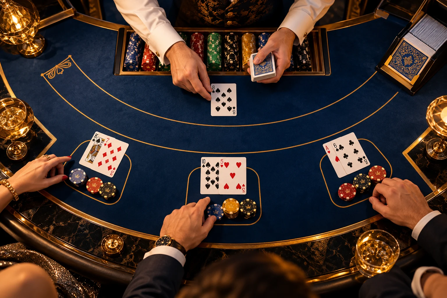 Pedido de carta no blackjack — ilustração editorial independente KK999