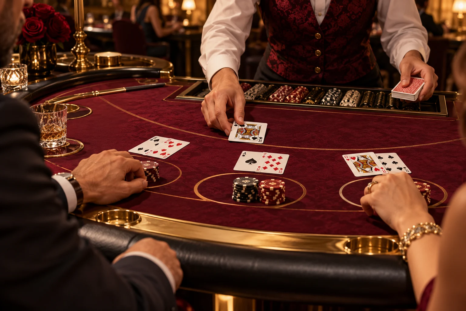 Pedido de carta no blackjack — ilustração editorial independente KK999