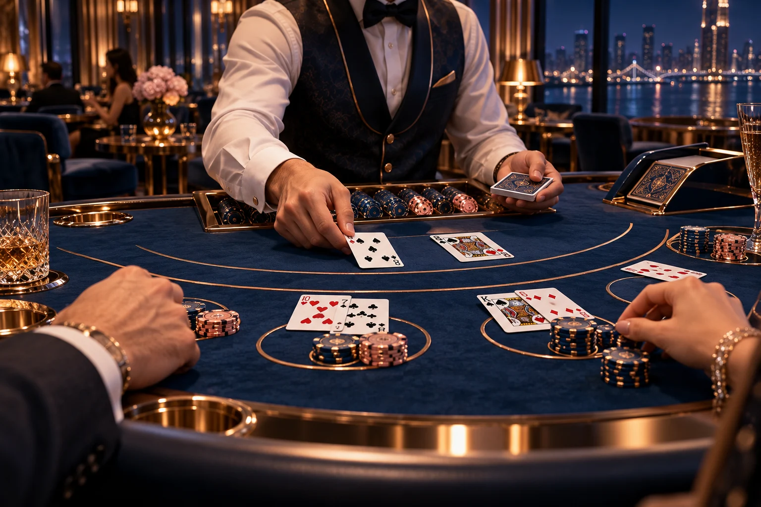 Pedido de carta no blackjack — ilustração editorial independente KK999