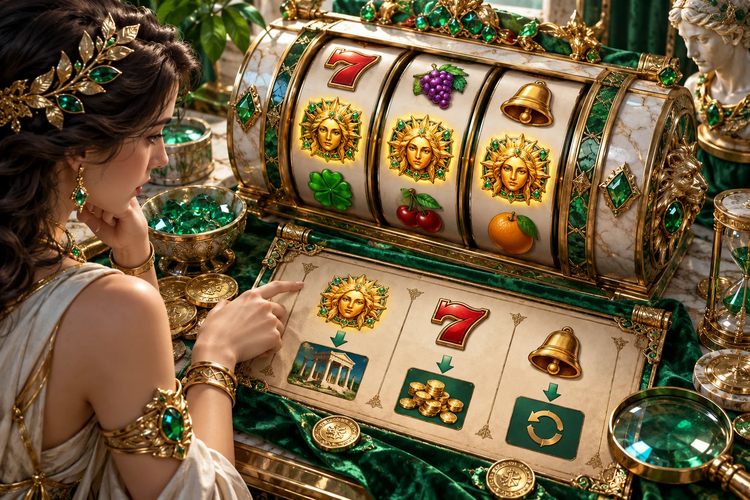 Símbolos scatter dos slots — ilustração editorial independente KK999