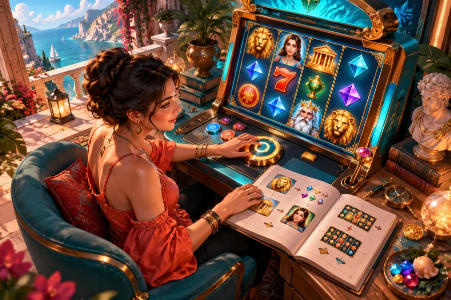 Recursos especiais do slot — ilustração editorial independente KK999
