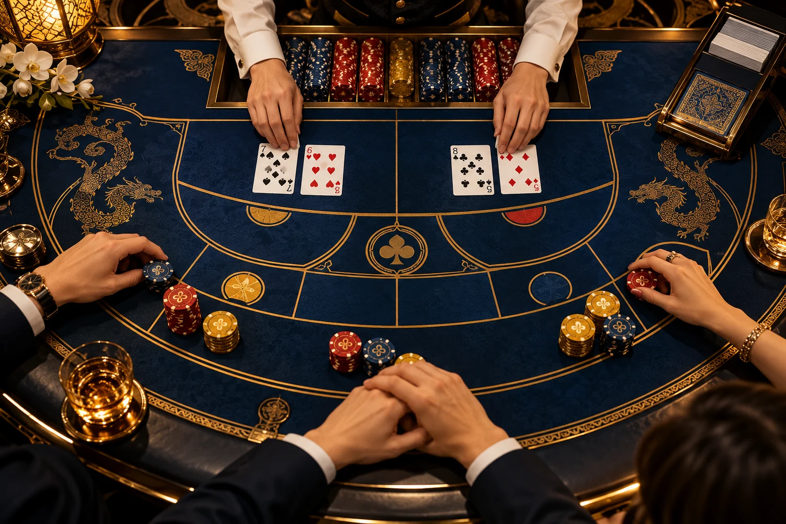 Empate no baccarat — ilustração editorial independente KK999