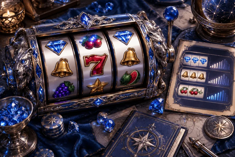 Volatilidade dos slots — ilustração editorial independente KK999