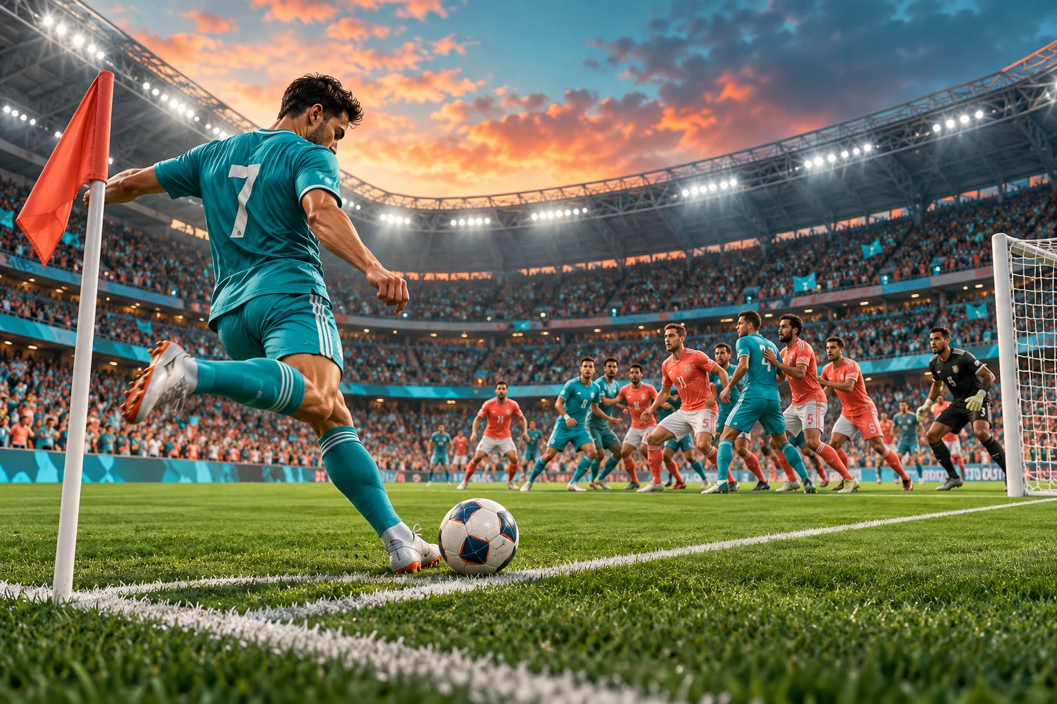 Escanteios no futebol — ilustração editorial independente KK999