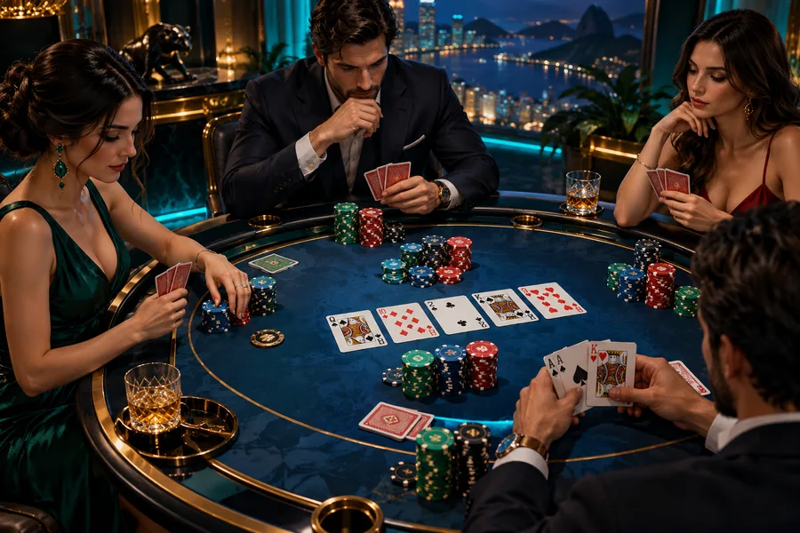 Poker e combinações de cartas — ilustração editorial independente KK999
