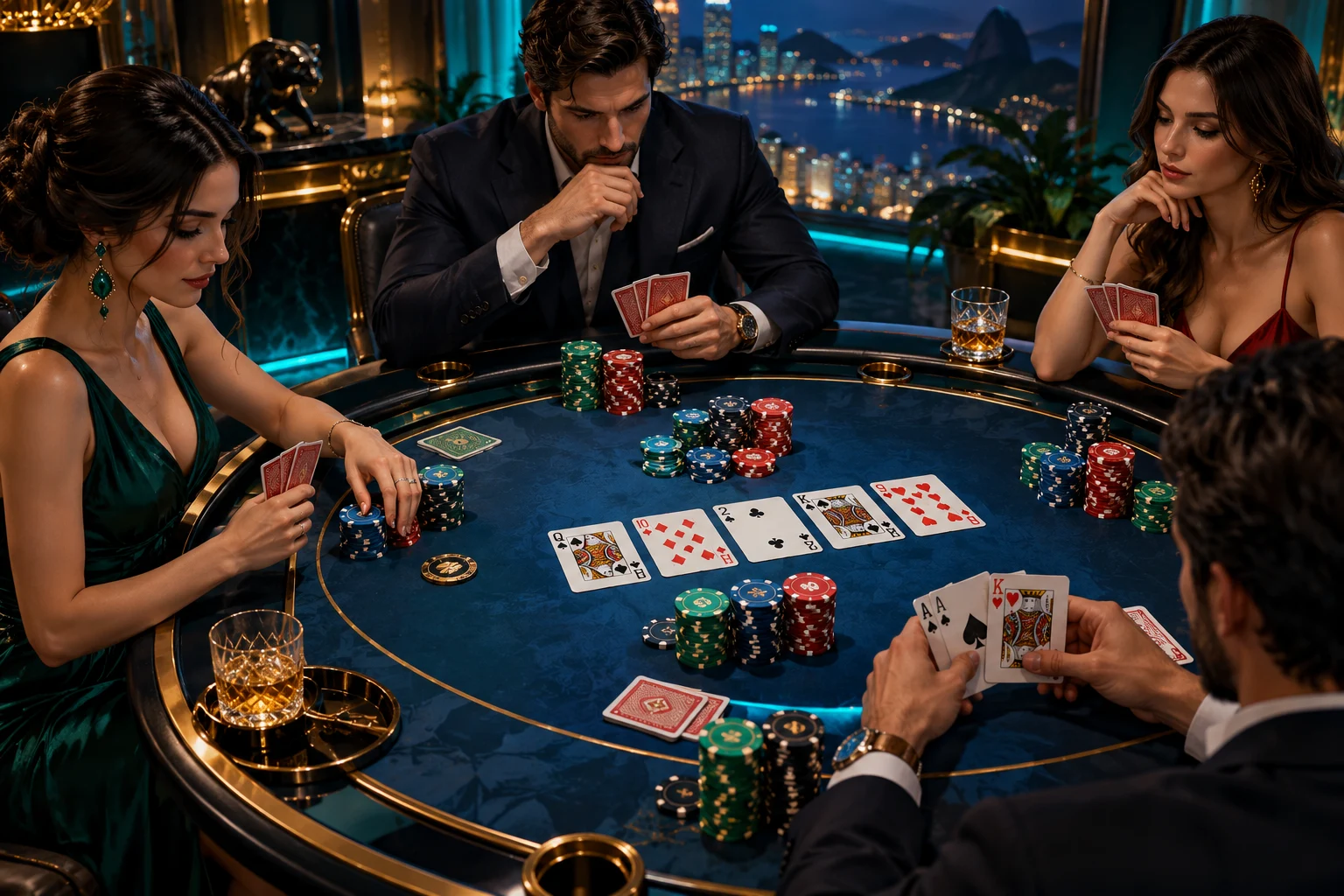 Poker e combinações de cartas — ilustração editorial independente KK999