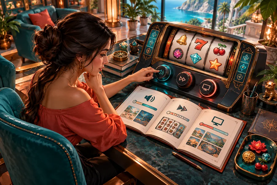 Ajuste dos controles do slot — ilustração editorial independente KK999