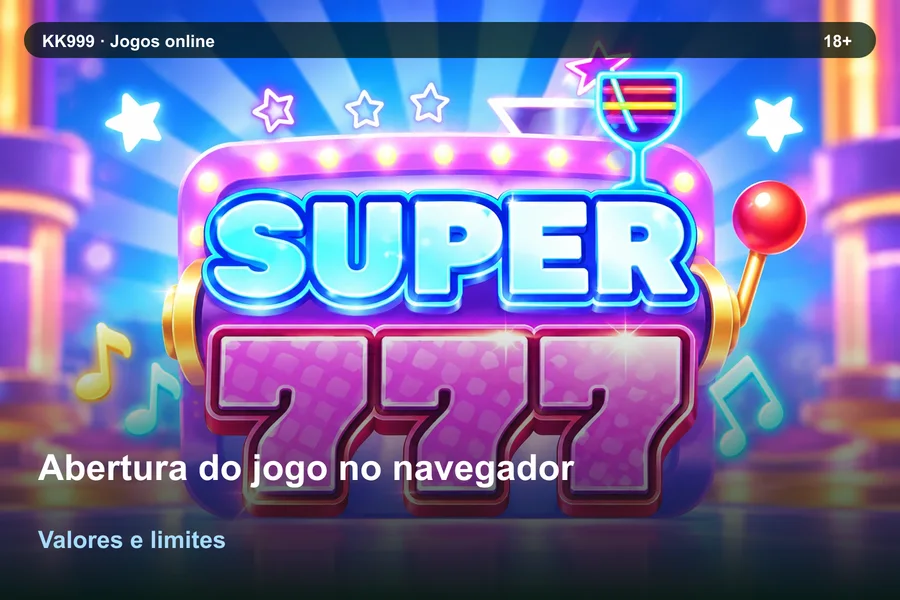 Abertura do jogo no navegador na KK999: valores, períodos e condições, arte original KK999 em alta resolução