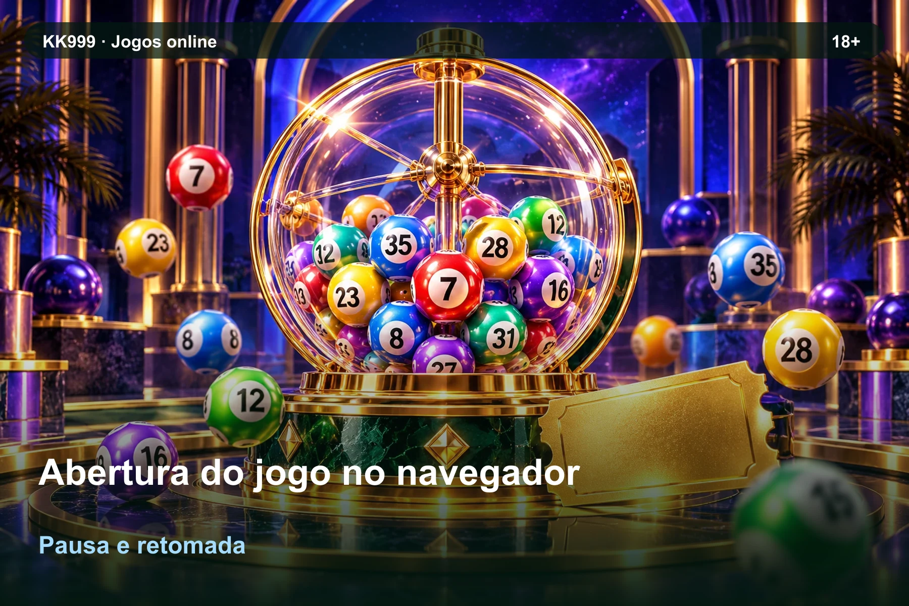 Abertura do jogo no navegador: pausa e retomada da consulta | KK999, ilustração temática gerada por IA