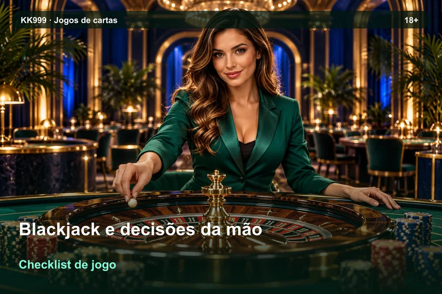 Blackjack e decisões da mão: checklist de leitura KK999, ilustração temática gerada por IA