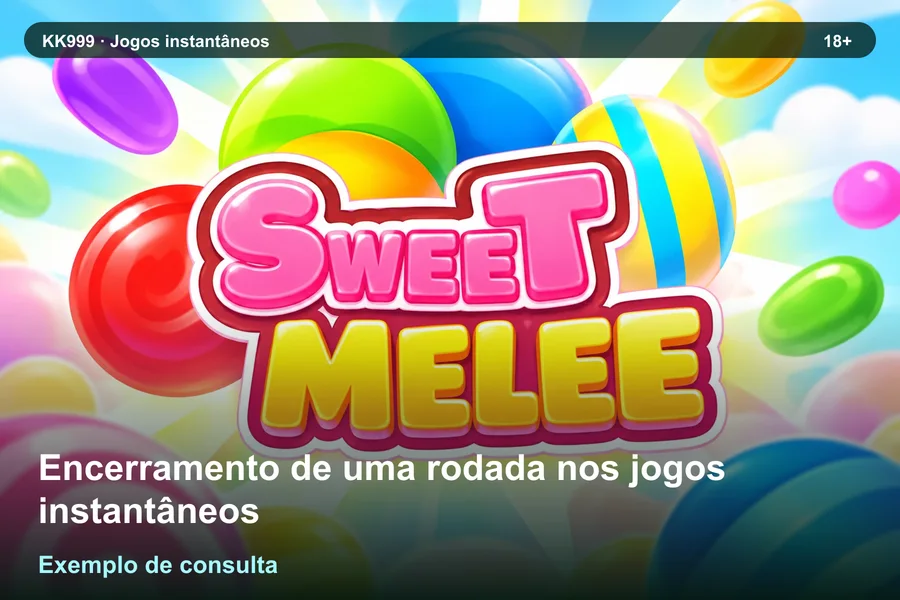 Encerramento de uma rodada nos jogos instantâneos online: informações no Blog KK999, arte original KK999 em alta resolução