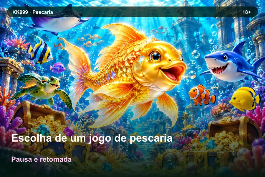 Escolha de um jogo de pescaria: pausa e retomada da consulta | KK999, ilustração temática gerada por IA