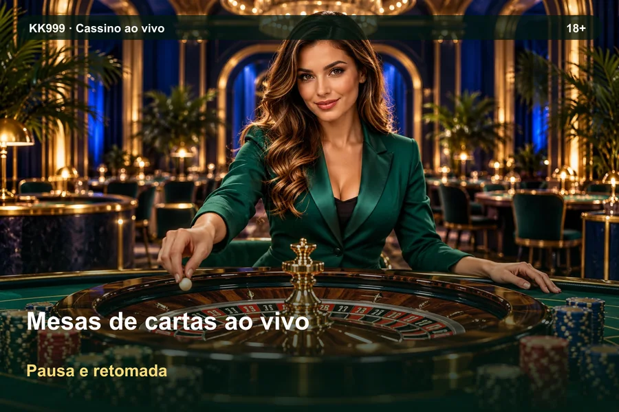 Mesas de cartas ao vivo: pausa e retomada da consulta | KK999, ilustração temática gerada por IA