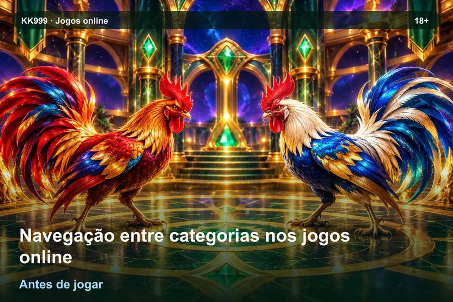 Navegação entre categorias nos jogos online: primeiros passos no guia KK999, ilustração temática gerada por IA