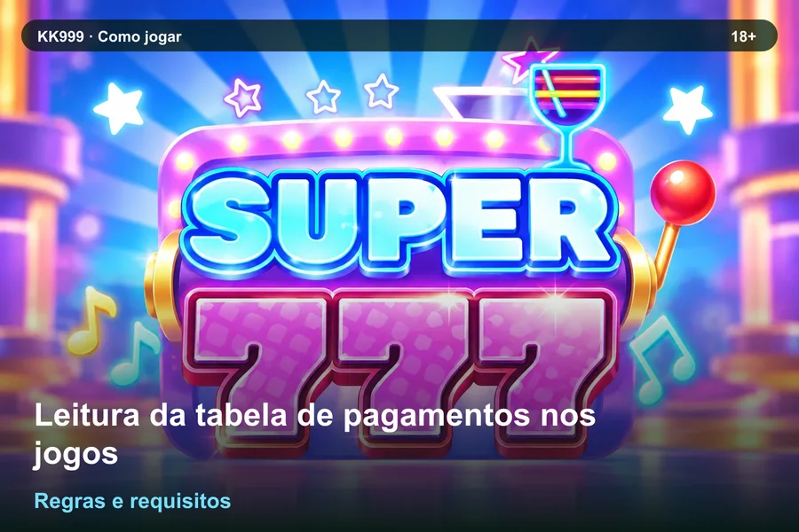 O que conferir sobre leitura da tabela de pagamentos nos jogos na KK999, arte original KK999 em alta resolução