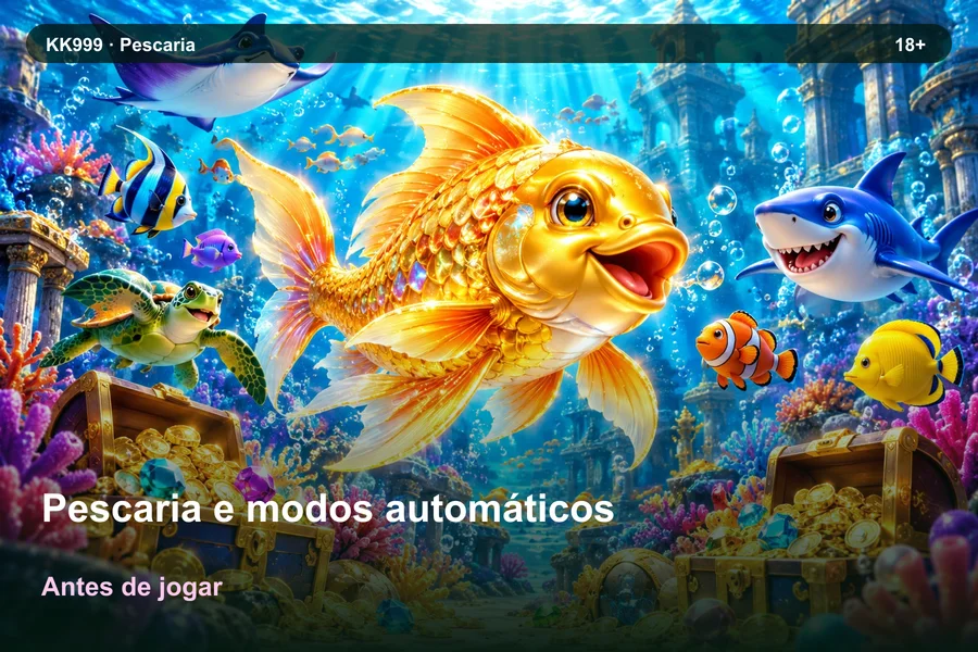 Pescaria e modos automáticos: primeiros passos no guia KK999, ilustração temática gerada por IA