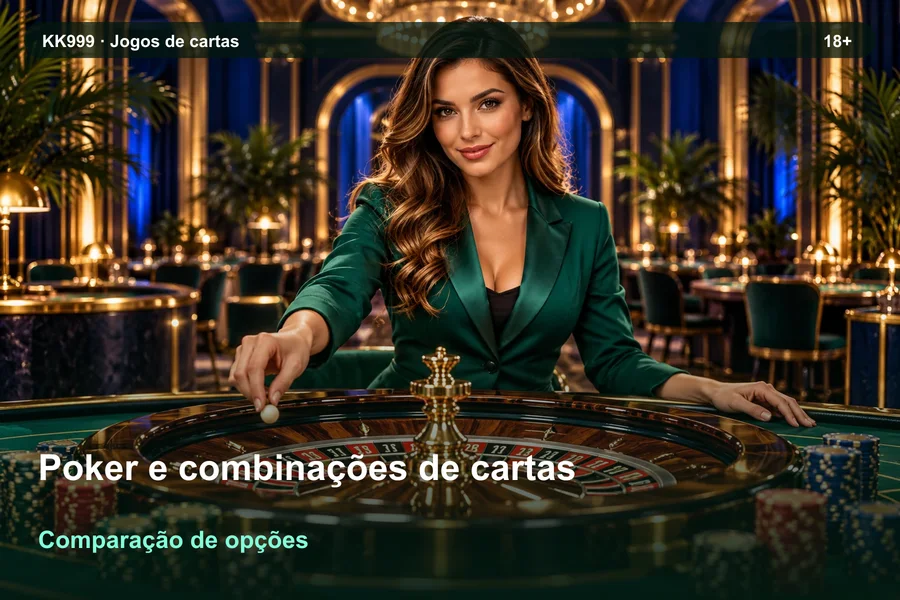 Poker e combinações de cartas: diferenças entre variantes | KK999, ilustração temática gerada por IA