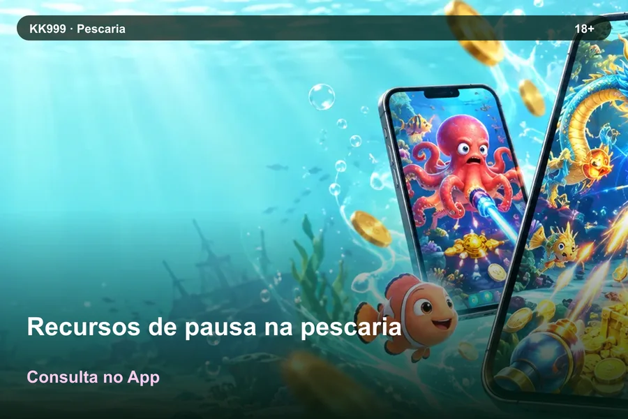 Recursos de pausa na pescaria pelo celular: guia KK999, arte original KK999 em alta resolução