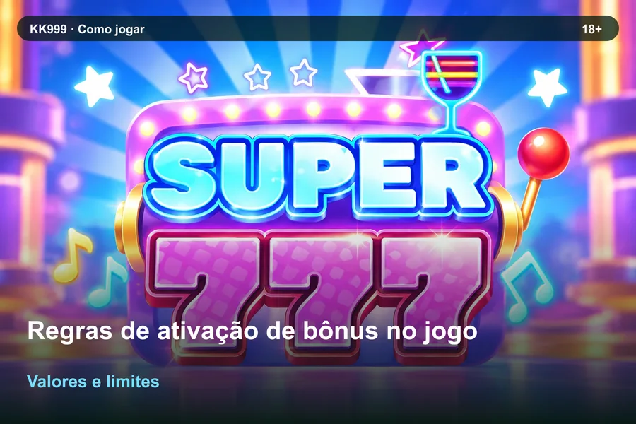 Regras de ativação de bônus no jogo na KK999: valores, períodos e condições, arte original KK999 em alta resolução