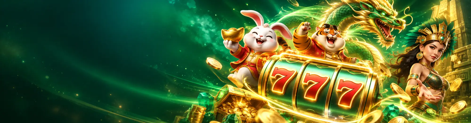Banner de slots da KK999 Brasil com tema verde e jogos em destaque